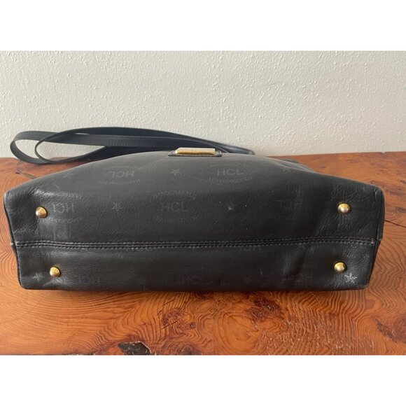 VTG HCL Designer Handcrafted Black Leather Handbag Tote W/Straps - Picture 8 of 14
